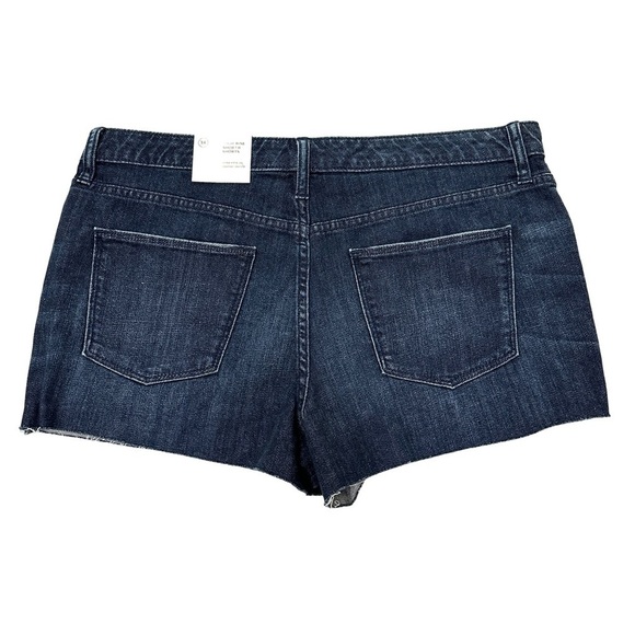 NWT High-Rise Dark Blue Faded Denim Shorts Size 14 - Picture 5 of 11